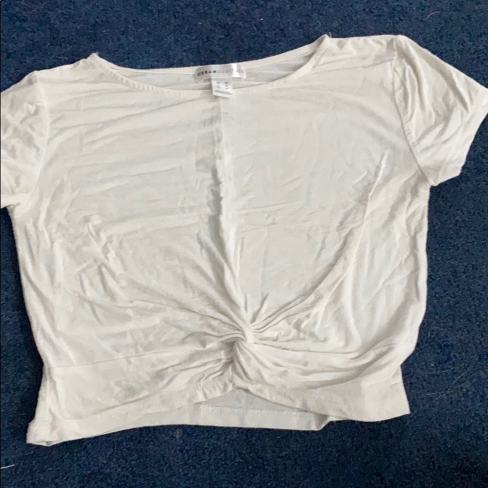 White knotted crop top